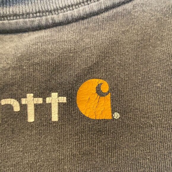 Carhartt Mens Shirt 2XL Tall Long Sleeve Black Logo Cotton Casual with Flaws - Picture 11 of 12